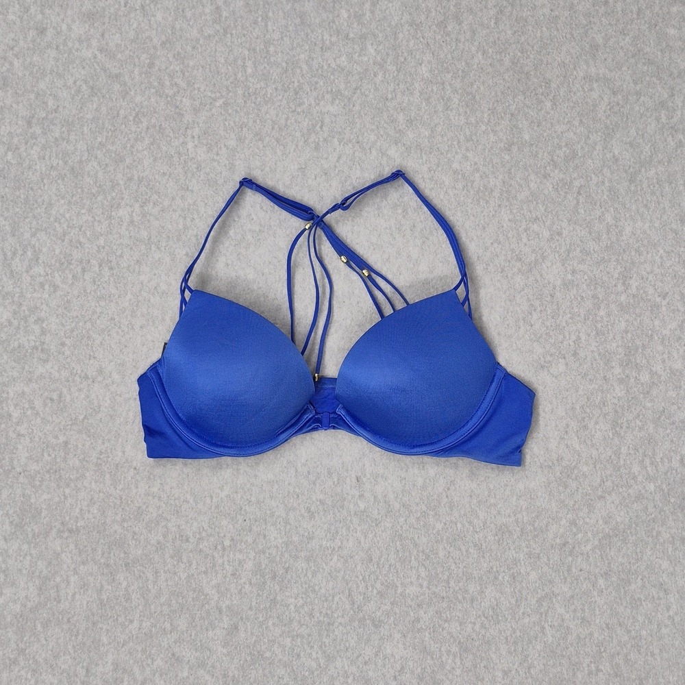 Victoria's Secret Women Bra 34D Blue Very Sexy Push Up Underwired Front Closure
